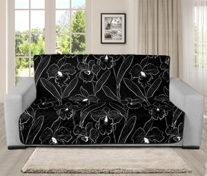 Black Cattleya Flower Pattern Print Futon Protector