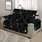 Black Cattleya Flower Pattern Print Half Sofa Protector