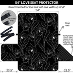 Black Cattleya Flower Pattern Print Loveseat Protector