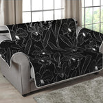 Black Cattleya Flower Pattern Print Loveseat Protector