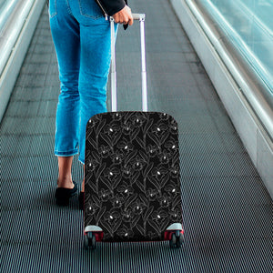 Black Cattleya Flower Pattern Print Luggage Cover