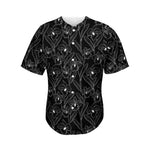 Black Cattleya Flower Pattern Print Men's Baseball Jersey