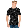 Black Cattleya Flower Pattern Print Men's T-Shirt