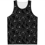 Black Cattleya Flower Pattern Print Men's Tank Top