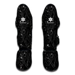 Black Cattleya Flower Pattern Print Muay Thai Shin Guard