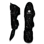 Black Cattleya Flower Pattern Print Muay Thai Shin Guard