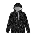 Black Cattleya Flower Pattern Print Pullover Hoodie