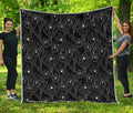 Black Cattleya Flower Pattern Print Quilt