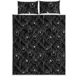 Black Cattleya Flower Pattern Print Quilt Bed Set