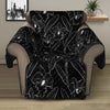 Black Cattleya Flower Pattern Print Recliner Protector