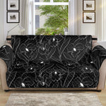 Black Cattleya Flower Pattern Print Sofa Protector