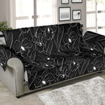 Black Cattleya Flower Pattern Print Sofa Protector