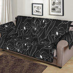 Black Cattleya Flower Pattern Print Sofa Protector