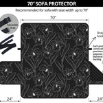 Black Cattleya Flower Pattern Print Sofa Protector