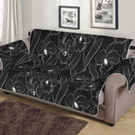 Black Cattleya Flower Pattern Print Sofa Protector