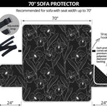 Black Cattleya Flower Pattern Print Sofa Protector