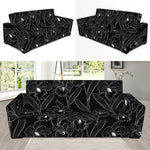 Black Cattleya Flower Pattern Print Sofa Slipcover