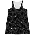 Black Cattleya Flower Pattern Print Women's Racerback Tank Top