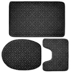 Black Celtic Symbol Pattern Print 3 Piece Bath Mat Set