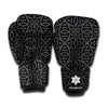 Black Celtic Symbol Pattern Print Boxing Gloves