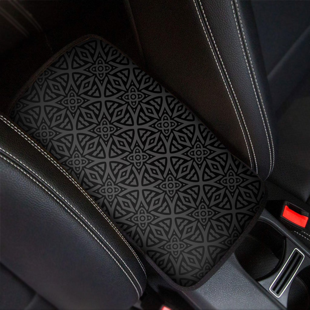 Black Celtic Symbol Pattern Print Car Center Console Cover