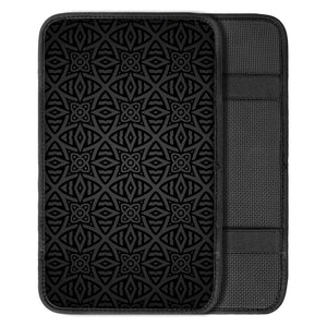 Black Celtic Symbol Pattern Print Car Center Console Cover