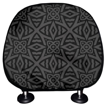 Black Celtic Symbol Pattern Print Car Headrest Covers