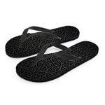 Black Celtic Symbol Pattern Print Flip Flops