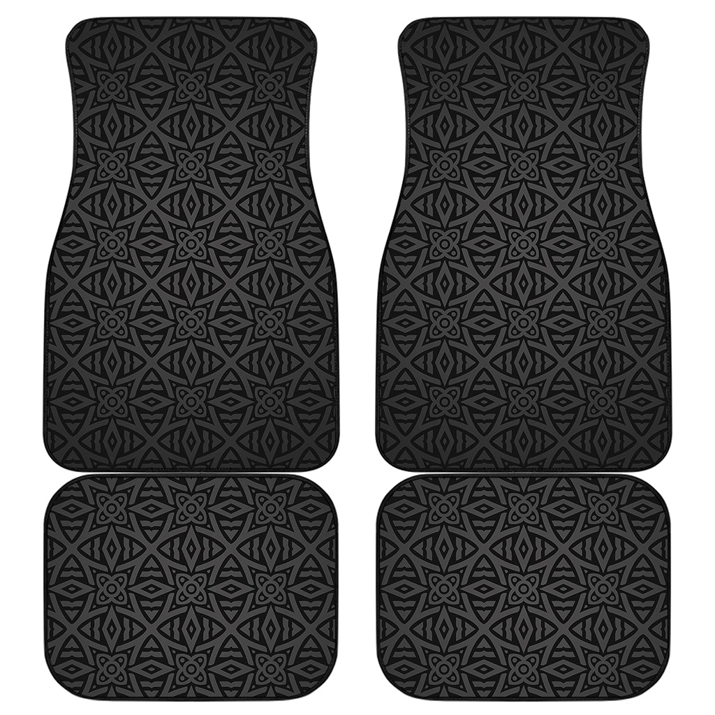 Black Celtic Symbol Pattern Print Front and Back Car Floor Mats