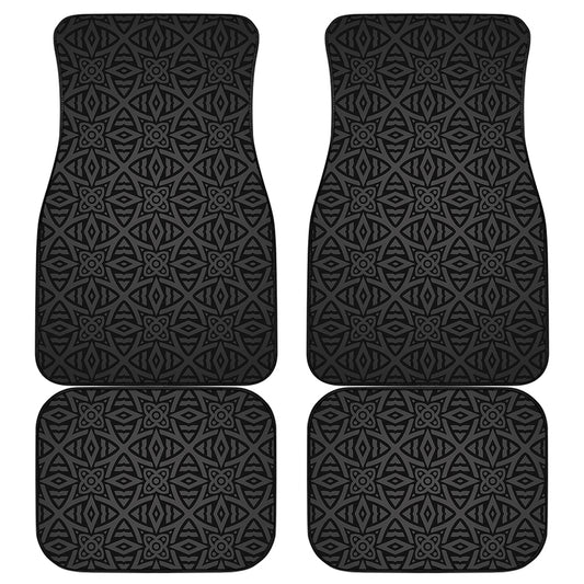 Black Celtic Symbol Pattern Print Front and Back Car Floor Mats