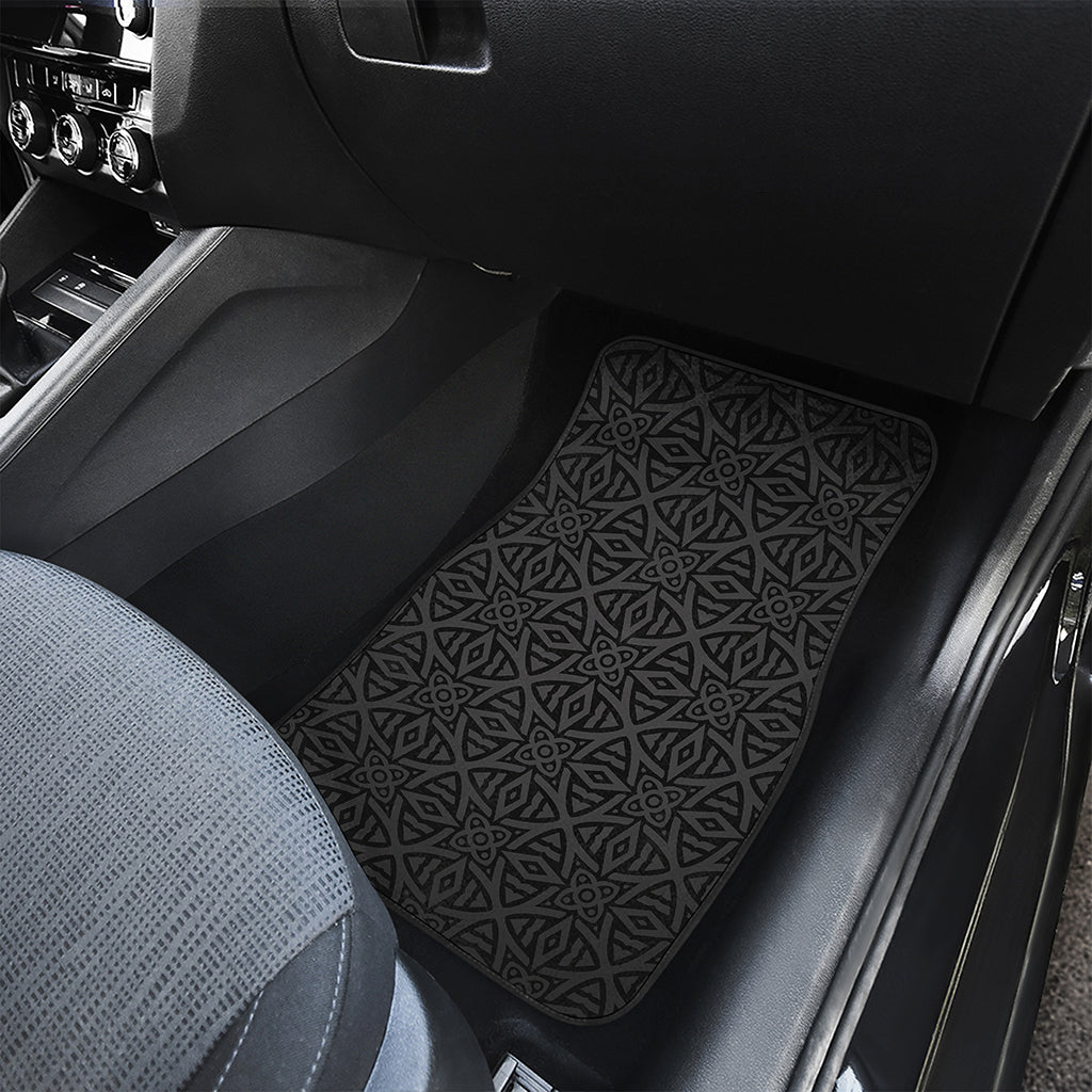 Black Celtic Symbol Pattern Print Front and Back Car Floor Mats