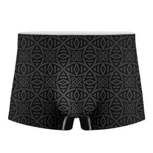 Black Celtic Symbol Pattern Print Men's Boxer Briefs