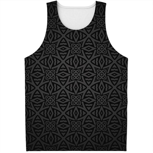 Black Celtic Symbol Pattern Print Men's Tank Top