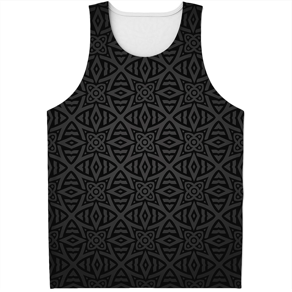 Black Celtic Symbol Pattern Print Men's Tank Top