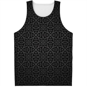 Black Celtic Symbol Pattern Print Men's Tank Top