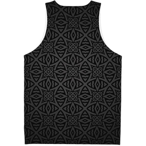 Black Celtic Symbol Pattern Print Men's Tank Top