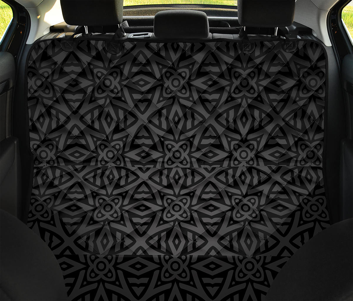 Black Celtic Symbol Pattern Print Pet Car Back Seat Cover