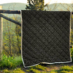 Black Celtic Symbol Pattern Print Quilt