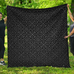 Black Celtic Symbol Pattern Print Quilt