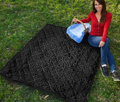 Black Celtic Symbol Pattern Print Quilt