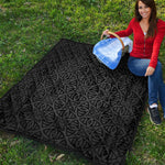 Black Celtic Symbol Pattern Print Quilt