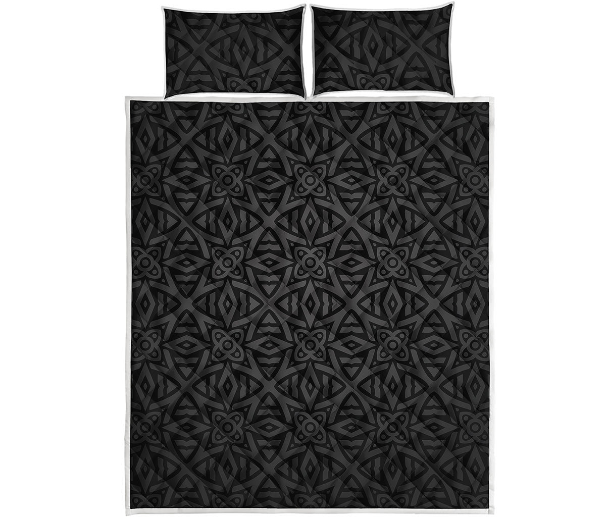 Black Celtic Symbol Pattern Print Quilt Bed Set