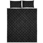 Black Celtic Symbol Pattern Print Quilt Bed Set