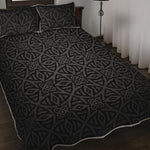Black Celtic Symbol Pattern Print Quilt Bed Set