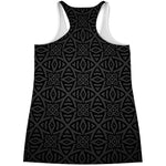 Black Celtic Symbol Pattern Print Women's Racerback Tank Top