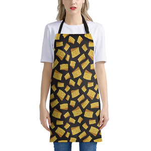 Black Cheese And Holes Pattern Print Apron