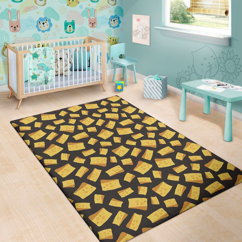 Black Cheese And Holes Pattern Print Area Rug