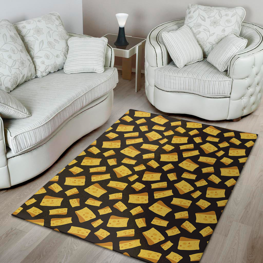 Black Cheese And Holes Pattern Print Area Rug