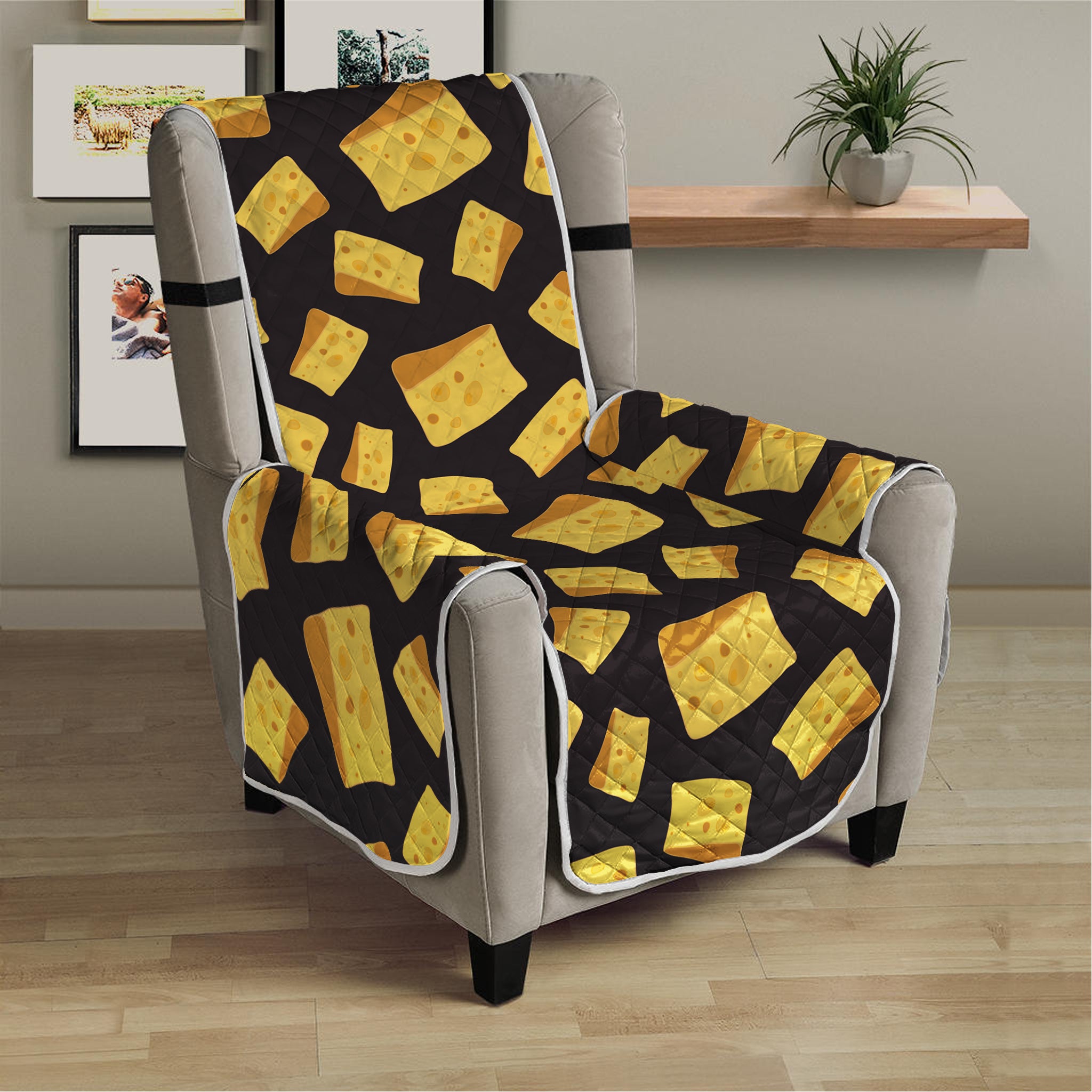 Black Cheese And Holes Pattern Print Armchair Protector