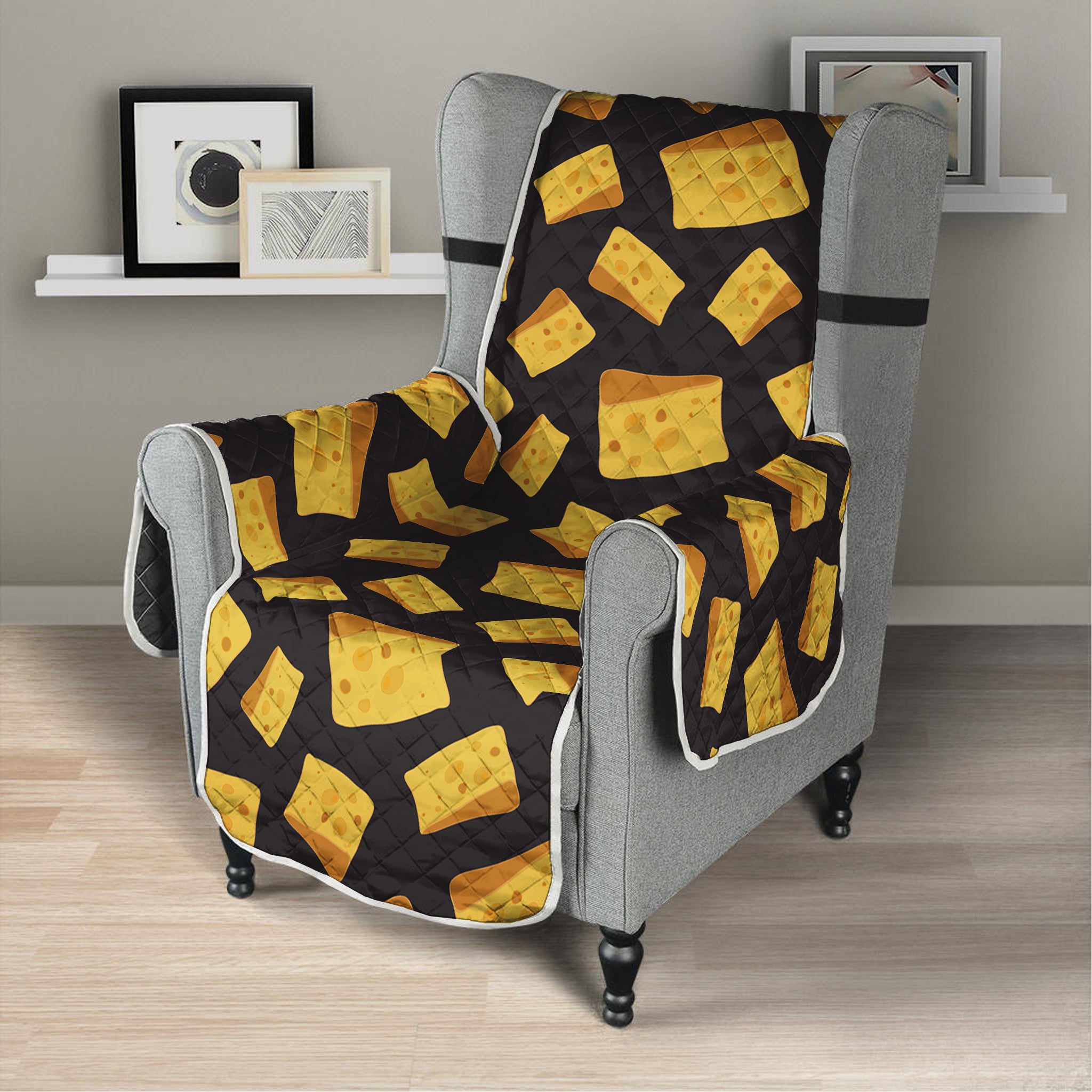 Black Cheese And Holes Pattern Print Armchair Protector